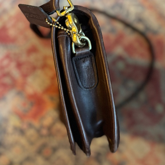 Vintage Coach Brown Leather Turnlock Flap Crossbody Bag USA Hangtag 9655 - Picture 13 of 16